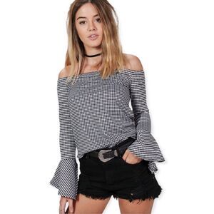 🆕Boohoo Off The Shoulder Gingham Top